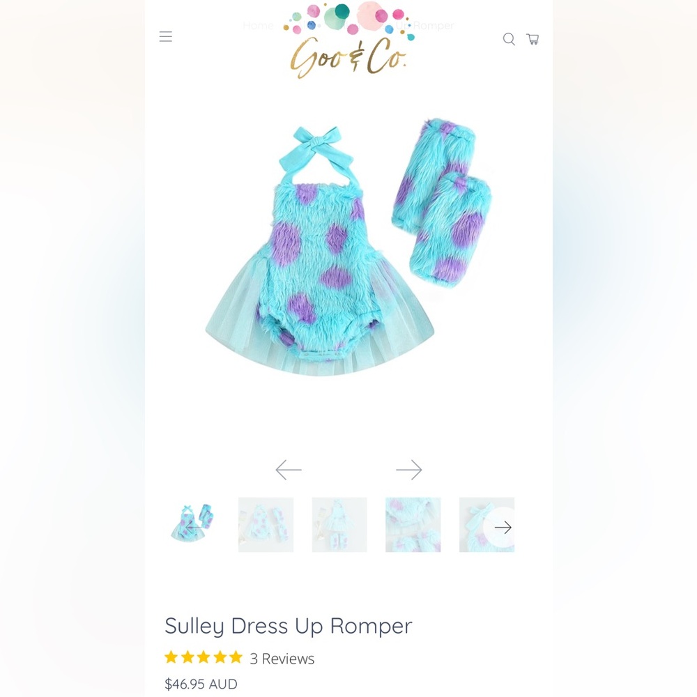 Boutique Sulley Costume 2T